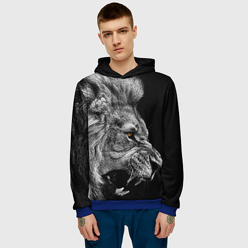 Мужская толстовка Оскал льва / 3D-Синий – фото 3