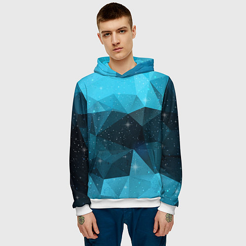 Мужская толстовка PolyBlue Star / 3D-Белый – фото 3