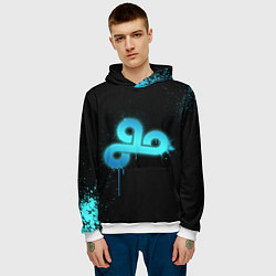 Толстовка-худи мужская Cloud 9: Black collection, цвет: 3D-белый — фото 2