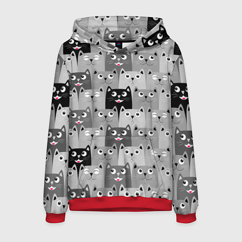 Мужская толстовка Котейки / 3D-Красный – фото 1