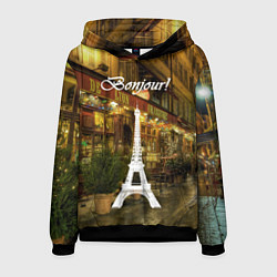Толстовка-худи мужская Bonjour - Paris, цвет: 3D-черный