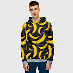 Толстовка-худи мужская Бананы, цвет: 3D-меланж — фото 2