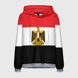 Толстовка-худи мужская Флаг и герб Египта, цвет: 3D-меланж