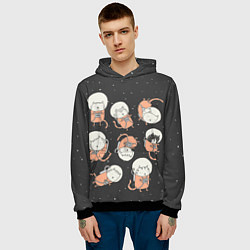 Толстовка-худи мужская Космические котики, цвет: 3D-черный — фото 2