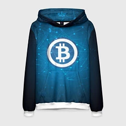 Толстовка-худи мужская Bitcoin Blue, цвет: 3D-белый