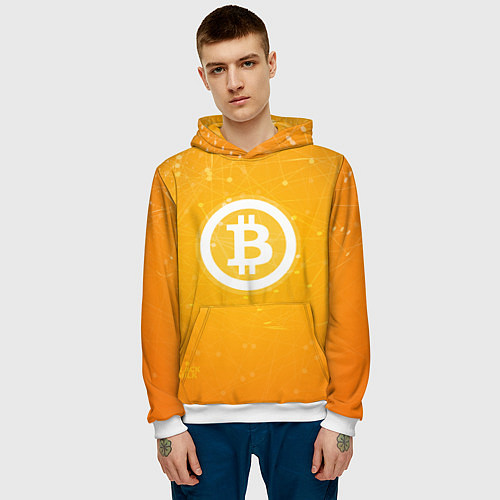 Мужская толстовка Bitcoin Orange / 3D-Белый – фото 3