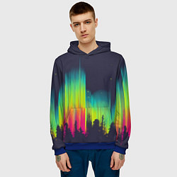 Толстовка-худи мужская Северное сияние, цвет: 3D-синий — фото 2