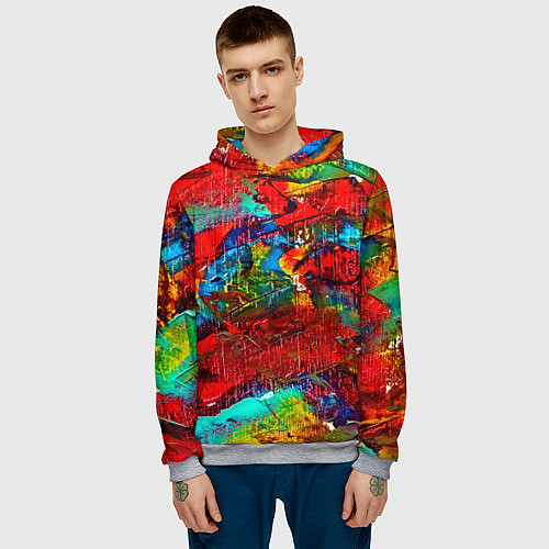 Мужская толстовка Разводы абстракции / 3D-Меланж – фото 3