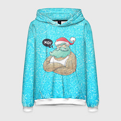 Толстовка-худи мужская Санта-хипстер, цвет: 3D-белый