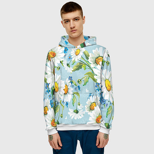 Мужская толстовка Ромашки / 3D-Белый – фото 3