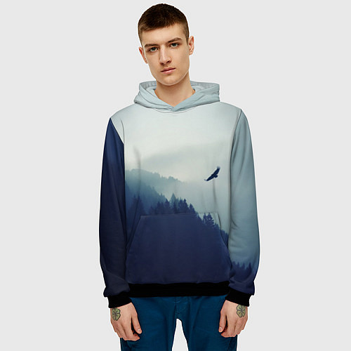 Мужская толстовка Орел над Лесом / 3D-Черный – фото 3