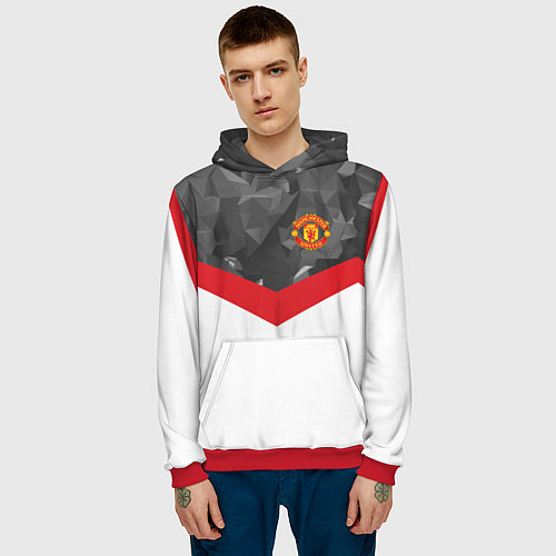 Мужская толстовка Man United FC: Grey Polygons / 3D-Красный – фото 3