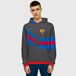 Толстовка-худи мужская Barcelona FC: Dark style, цвет: 3D-красный — фото 2