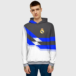 Толстовка-худи мужская Real Madrid FC: White style, цвет: 3D-меланж — фото 2