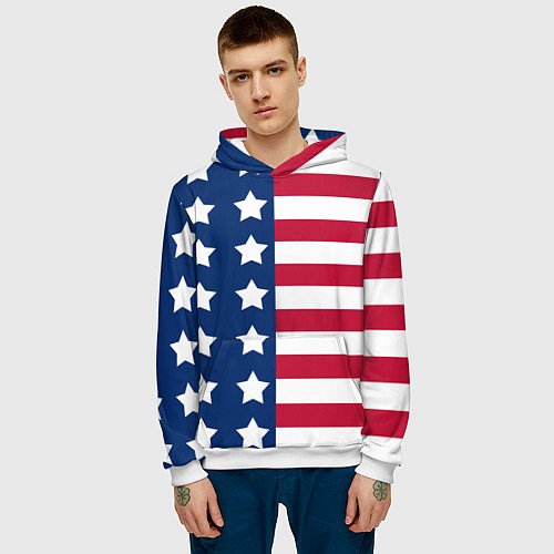 Мужская толстовка USA Flag / 3D-Белый – фото 3