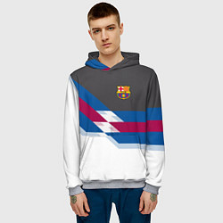 Толстовка-худи мужская Barcelona FC: White style, цвет: 3D-меланж — фото 2