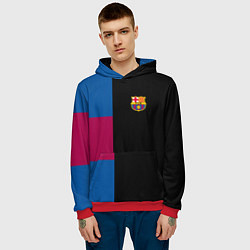 Толстовка-худи мужская Barcelona FC: Black style, цвет: 3D-красный — фото 2