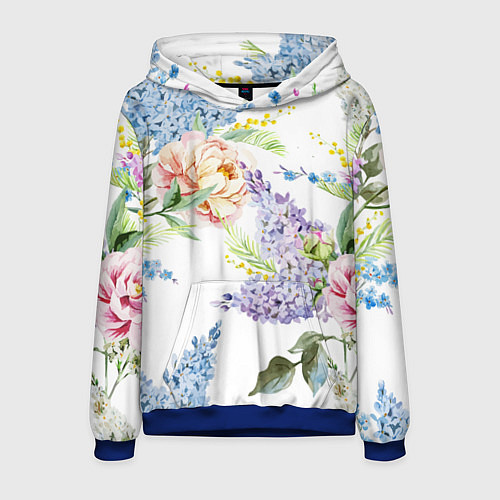 Мужская толстовка Сирень и Пионы / 3D-Синий – фото 1
