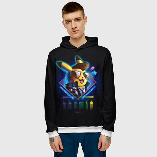 Мужская толстовка Retro Pikachu / 3D-Белый – фото 3