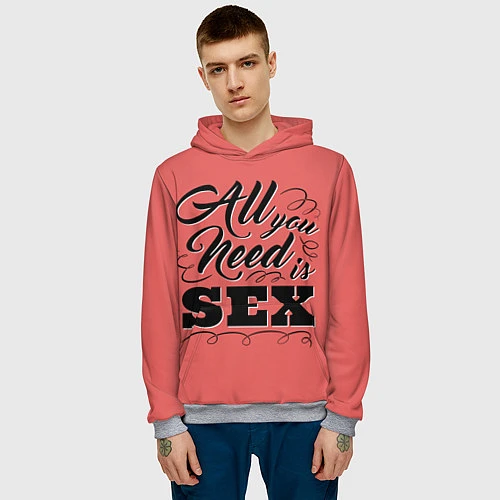 Мужская толстовка All you need is sex / 3D-Меланж – фото 3