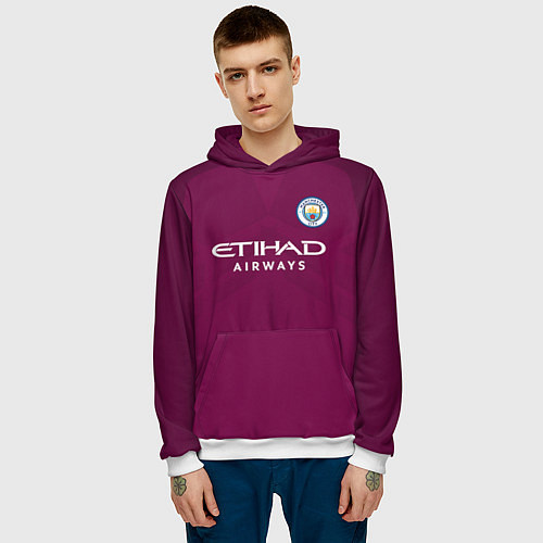 Мужская толстовка Man City FC: Away 17/18 / 3D-Белый – фото 3