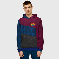 Толстовка-худи мужская FC Barcelona: Dark polygons, цвет: 3D-синий — фото 2