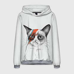 Толстовка-худи мужская David Bowie: Grumpy cat, цвет: 3D-меланж