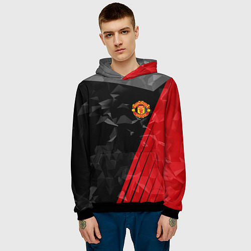 Мужская толстовка FC Manchester United: Abstract / 3D-Черный – фото 3