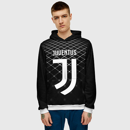 Мужская толстовка FC Juventus: Black Lines / 3D-Белый – фото 3