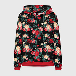 Толстовка-худи мужская Кустовые розы, цвет: 3D-красный
