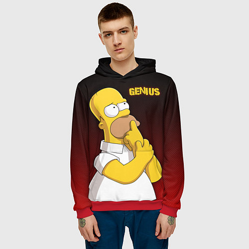 Мужская толстовка Homer Genius / 3D-Красный – фото 3