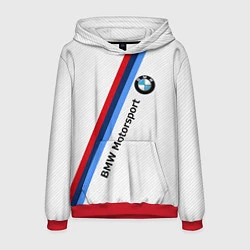 Толстовка-худи мужская BMW Motorsport: White Carbon, цвет: 3D-красный