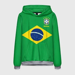 Толстовка-худи мужская Сборная Бразилии: зеленая, цвет: 3D-меланж