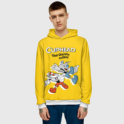 Толстовка-худи мужская Cuphead: Don't deal with the Devil, цвет: 3D-белый — фото 2
