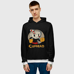 Толстовка-худи мужская Cuphead: Mugman, цвет: 3D-белый — фото 2