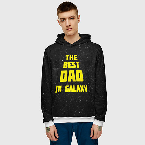 Мужская толстовка The Best Dad in Galaxy / 3D-Белый – фото 3