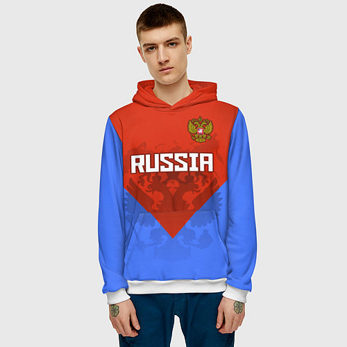 Мужская толстовка Russia Red & Blue / 3D-Белый – фото 3