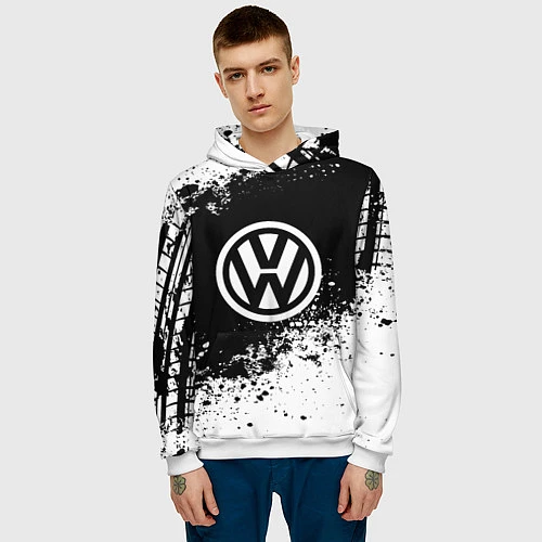 Мужская толстовка Volkswagen: Black Spray / 3D-Белый – фото 3