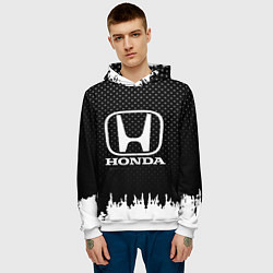 Толстовка-худи мужская Honda: Black Side, цвет: 3D-белый — фото 2