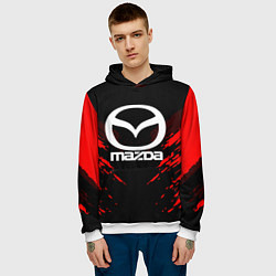 Толстовка-худи мужская Mazda: Red Anger, цвет: 3D-белый — фото 2