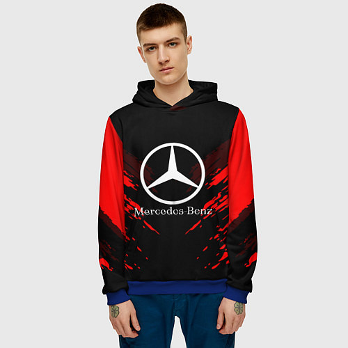 Мужская толстовка Mercedes-Benz: Red Anger / 3D-Синий – фото 3