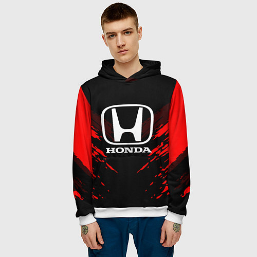 Мужская толстовка Honda: Red Anger / 3D-Белый – фото 3