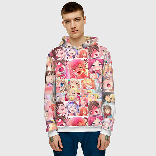 Мужская толстовка Ahegao / 3D-Белый – фото 3