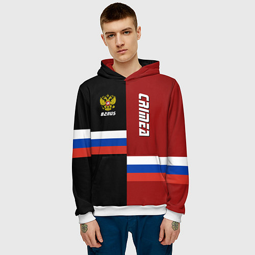 Мужская толстовка Crimea, Russia / 3D-Белый – фото 3