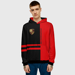 Толстовка-худи мужская Porsche: Red Sport, цвет: 3D-черный — фото 2