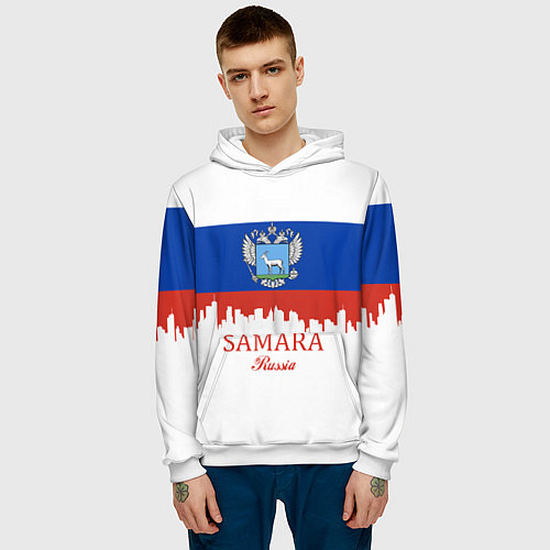 Мужская толстовка Samara: Russia / 3D-Белый – фото 3