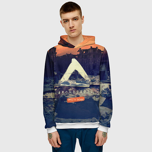 Мужская толстовка Architects: Devil's Island / 3D-Белый – фото 3