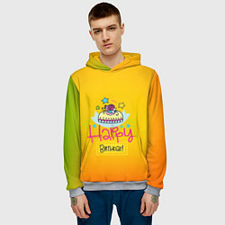 Толстовка-худи мужская Happy Birthday, цвет: 3D-меланж — фото 2