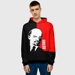 Толстовка-худи мужская Хитрый Ленин, цвет: 3D-черный — фото 2
