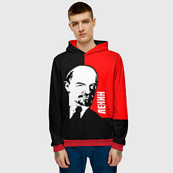 Толстовка-худи мужская Хитрый Ленин, цвет: 3D-красный — фото 2